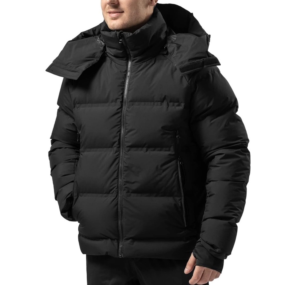 fit space Men's Insulated Synthetic Down Puffer Jacket Winter Warm Coat Quilted